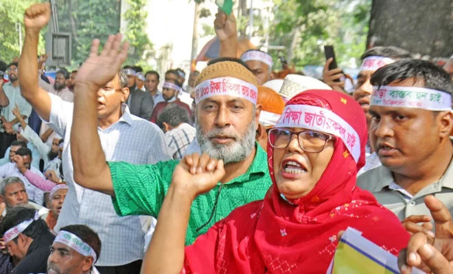 প্রজ্ঞাপন প্রত্যাখ্যান, আন্দোলনে এমপিওভুক্ত শিক্ষক-কর্মচারীরা