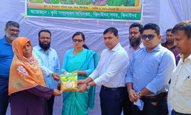 ঝিনাইদহে বিনামূল্যে ৫ হাজার কৃষককে সরকারি সার-বীজ বিতরণ।