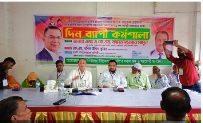 নাসিরনগরে বিএনপির ৩১ দফা বাস্তবায়নের লক্ষে দিনব্যাপী কর্মশালা অনুষ্ঠিত